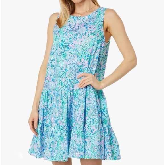 Lilly Pulitzer 100% cotton Surf Blue Soleil It on Me mini dress NEW - Picture 1 of 8